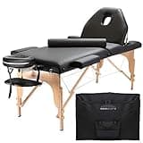 Saloniture Professional Portable Massage Table with Backrest - Black