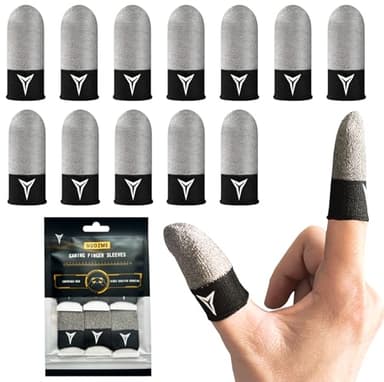 Improved Version-12 Pack Visible Pure Silver Fiber&Carbon Fiber Professional Model Gaming Finger Sleeves,No Rubber Band,Maximum Touch Response,Comfortable fit, Anti-Sweat,Fit All Touchscreen Devices