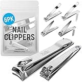 (6 Pack) Toe Nail Clippers Toenail Clippers and Fingernail Clipper Set, Premium Stainless Steel Ultra Sharp Sturdy Curved Edge Cutter Trimmer Finger Nail Clip for Adults Men Women Nail Cleaner