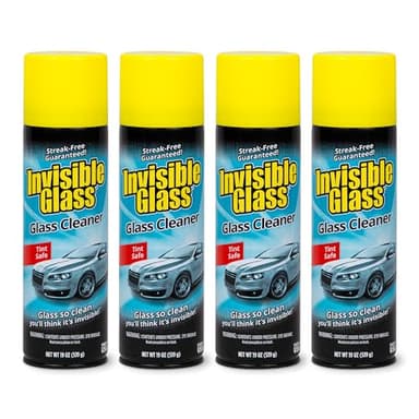 Invisible Glass 91164-4PK Premium Aerosol Glass Cleaner Spray for Car Windshields and Windows, Automotive and Home Window Cleaner, Streak-Free, Ammonia-Free, Tint-Safe – 19 oz (Pack of 4)