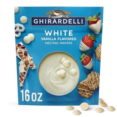 GHIRARDELLI White Vanilla Flavored Melting Wafers, 16 oz Bag – Easy Melt Candy Coating for Baking, Dipping & Dessert Decorating