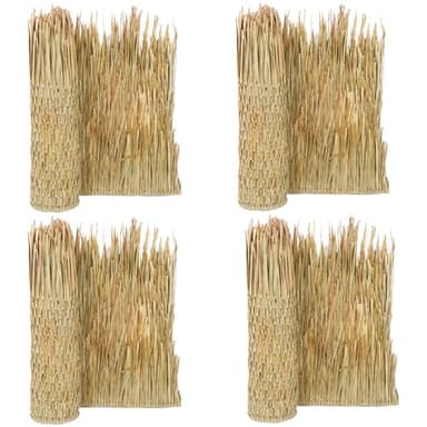 Forever Bamboo Eco-Friendly Mexican Roof Thatch Pack of 4, Natural Palapa Thatch Roll Hand-Woven Palm Leaf Roll for DIY Projects, Duck Hunting Camo Mesh, Thatch Roofing for Tiki Bar, 35 Inch × 8 Feet