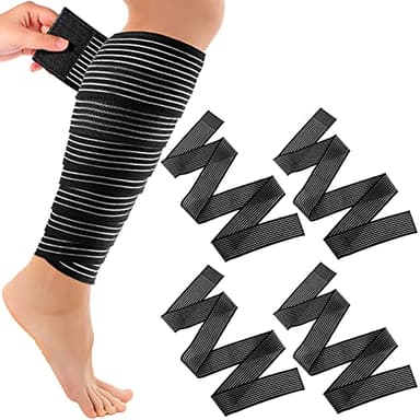 Syhood Compression Bandage Wraps for Leg, Elastic Calf Compression Sleeve Ankle Support, Adjustable Plus Size for Men and Women Stabilising Ligament, Joint Pain, Sports(4 Pieces,71 Inches)