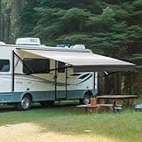 YESCAMP Motorized RV Awning Complete Kit Retractable Electric Camper Awning for RV,Trailers,5th Wheel,Toy Haulers,Motohome RV Trailer Awning for Camper or Home(11Ft,Black Frame,Black Stripe)