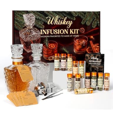 Whiskey Infusion Kit & Whiskey Making Kit – DIY Bourbon, Cocktail, Tequila Alcohol Gift Set with 12 Natural Botanicals, Craft Your Own Flavored Spirits, Whiskey Gifts for Men, Home Bar, Birthday Presents