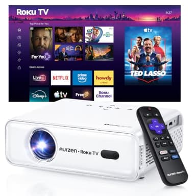 Aurzen Roku TV D1R Smart Portable Outdoor Projector with WiFi and Bluetooth