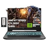 ASUS TUF A15 Gaming Laptop, 15.6" FHD 144Hz Display, AMD Ryzen 7 7435HS, GeForce RTX 3050, 16GB DDR5, 512GB SSD, RGB Backlit Keyboard, HD Camera, Wi-Fi 6, Win 11, Black, 256GB Docking Station Set