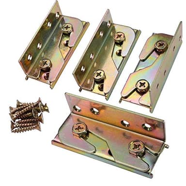 KASUNEN Bed Rail Brackets - Wooden Bed Frame Hardware - Heavy Duty Non-Mortise Bed Rail Fittings - Set of 4 (Screws Included)