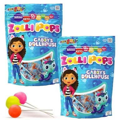 Zollipops Clean Teeth Pops Sugar Free Candy with Xylitol, Dye-Free Lollipops - Keto & Diabetic-Friendly, Dentist-Approved Treats for Kids (Natural Fruit Flavors, 5.2 oz, Pack of 2)