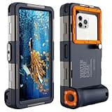 𝟐𝟎𝟐𝟓 Underwater Snorkeling Diving Phone Case for iPhone16 15/14/13/12 Pro Max Samsung Galaxy S24/S23/S22/S21 Universal, [50ft/15m] Professional Scuba Dive Waterproof Case Underwater Photo, Orange