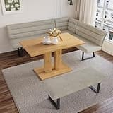 HIPIHOM 3 Piece Dining Table Set with Bench, 46 Inch Modern Kitchen Table with Corner Bench and 45.2 Inch Bench for Family Dining Room
