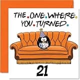 Fun 21st Birthday Cards for Men Woman - The One Where - Funny Birthday Card for Son Daughter Brother Sister Grandson Granddaughter Niece Nephew Uncle, 5.7 Inch Greeting Cards, 21st Birthday Card