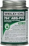 Weld-On 13369 794 ABS-PVC Medium-Bodied High-Strength Transition Solvent Cement - Fast-Setting and Low-VOC, Green, 1/4 Pint (4 fl oz)