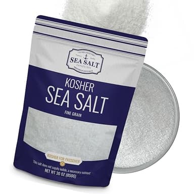 Fine Grain Kosher Salt, Fine Replacement for Table Salt, Non-Iodized & Natural for Table Shakers, 30 oz Bag