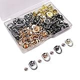 ELANE 40 Pcs D Rings for Purse,Screw Rivets for Leather Crafting,Wallet Conversion Kit (Black+Silver+Gold+Light Gold)