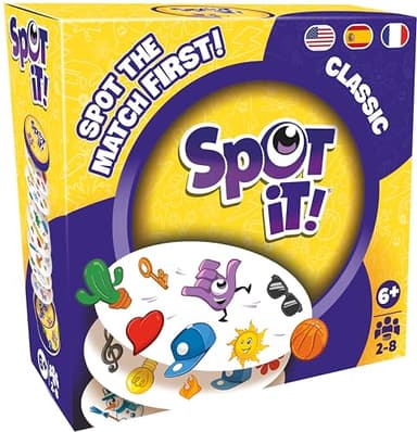 Asmodee Spot It! Classic Card Game (2024 Refresh) - Eco-Sleeve Edition, 5-in-1 Visual Perception Game for Quick Reflexes and Family Fun, Ages 6+, 2-8 Players, 10 Minute Playtime