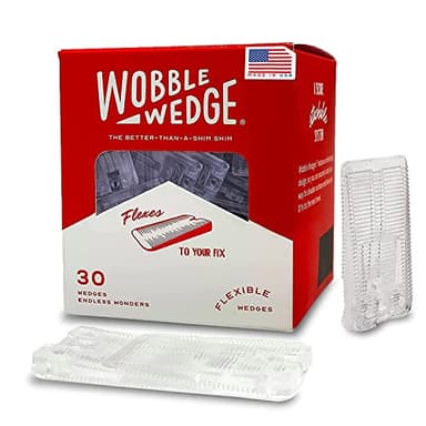 Wobble Wedges Flexible Plastic Shims - Leveling Shims for Home Improvement, Furniture Levelers, Table, and Toilet for Leveling - Made in USA Plastic Wedges Shim for Appliances (Clear, 30-Pack)
