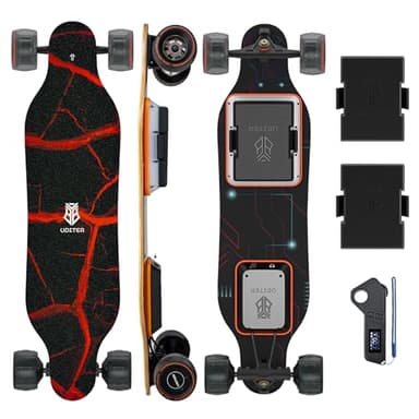 Uditer S3 Electric Skateboards with 2 Battery, Electric Longboard with Remote and 10S2P 42V Swappable Battery/29 Mph Top Speed/2 * 600W Motors /25 Miles Max Range Electric Longboards for Adults