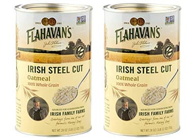 Flahavan’s Irish Steel Cut Oatmeal, 28 Ounce, 100% Whole Grain Oats, Non-GMO Verified, Field to Spoon, Traditional Irish Oatmeal, Tin [Pack of 2]