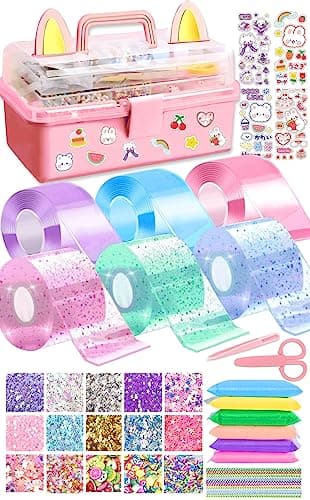 BENWIL 6 PCS Nano Tape Bubble Bubbles Kit for Kids with Box, Squishy Maker Making Kit, Birthday Gifts for 4 5 6 7 8 9 10 Year Old Girls Girl, Kids Toys for Girls 4-6 6-8 8-10 10-12