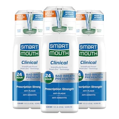 SmartMouth DDS Activated Clinical Mouthwash - for Fresh Breath - Clinical Strength Mouthwash for Gum Health, Gingivitis & More - Clean Mint Flavor, 16 fl oz (3 Pack)