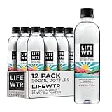 LIFEWTR Premium Purified Water pH Balanced with Electrolytes, 100% recycled plastic bottles, 16.9 Fl Oz Bottles, 500ml (Pack of 12)