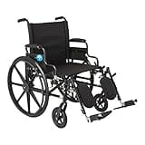 Medline Premium Ultra-Lightweight Wheelchair with Flip-Back Desk Arms and Elevating Leg Rests for Extra Comfort, Black, 22” x 18" Seat