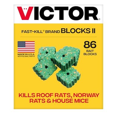 Victor Fast-Kill Bait Blocks II - 86-Count Rat and Mouse Poison Bait Blocks for Indoor and Outdoor Rodent Control, Eliminate Norway Rats, Roof Rats, & House Mice, Rodent Killer, 4lb Bag, M904B