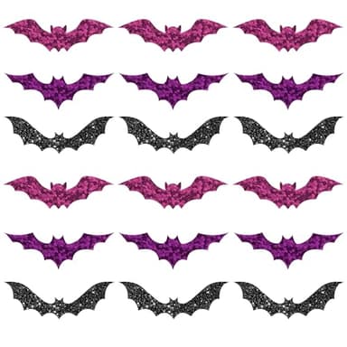 Alynta Halloween Bat Stickers - 600Pcs Holographic Waterproof Purple Bat Labels Stickers 1.5 Inch Cute Halloween Stickers for Goodie Bags Envelope Seals Scrapbook Party Decorations (Purple and Black)