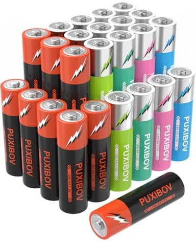 PUXIBOV Double AA Batteries 24 Pack Battery: Alkaline Long-Lasting Batteries - Leakproof 1.5V Batteries - LR6 Size Batteries for Household