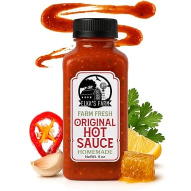 Elka’s Farm Original Hot Sauce – Artisan Mild Spicy Sauce for Meat, Tacos & More – Organic & Fermented – Natural 8oz Small Batch Gourmet Hot Sauce – No Preservatives