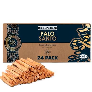Ola Blue Palo Santo Smudging Sticks – 24 Pack (8 oz / 220 g) | Natural Palo Santo Incense Sticks from Peru | Resin-Rich Aromatic Sticks for Smudging & Meditation