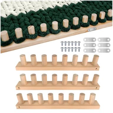 Violetfox 48" Chunky Blanket Loom Kit, Adjustable Knit Loom Yarn Loom for Adults, Wooden Hand Knitting Loom for Throw Blankets, Beginner-Friendly Yarn Craft Weaving Tools for Home DIY (48 in)