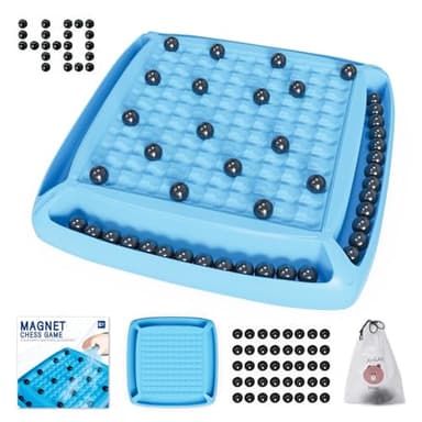 Magnet Game, Board Game for Kids 8-12, Magnetic Game Chess Set for Kids and Adults Family and Friend Games Night, Magnet Chess Game 40 Piceses, 2-4 Players (Cyan)