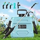 Battery Powered Garden Sprayer 2 Gallon, 7.4V Powerful Electric Backpack Sprayer, Weed Yard Lawn Sprayer with 5 Mist Nozzles & Retractable Wand & Adjustable Strap for Lawn, Garden, Yard