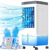 110V Portable Air Conditioners with 2 Gal Water Tank, 3 IN 1 Evaporative Air Cooler, Fast Cooling Fan with Remote & 3 Speeds & Timer, ac unit, Small Air Conditioner Humidifier Indoor Office (White)