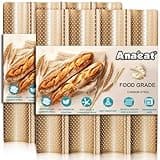Anaeat 2 Pack Nonstick Perforated French Bread Baking Pan, 15"X 13" Premium Toast Mold for 4 Loaves Baguettes, French & Italian Bread Trays for Baking Loaf Bread, Ventilation & Heat Resistant (Gloden)