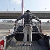 Cargo Net for Pickup Truck Bed – 4' x 4' Stretches to 8' x 8' | Highly Elastic Stretchable Mesh Organizer | Includes 4 Metal Carabiners and 4 Hooks – Fits in All Trucks/Trucks Bed- Single Layer