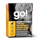Go! Solutions Sensitivities Limited Ingredient, Grain-Free Wet Cat Food, Duck Pâté for Sensitive Stomach, 6.4 oz
