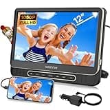 Car DVD Player, WONNIE 12" Portable DVD Player with Headrest Mount, Support 1080P/MP4 Video, HDMI Input/Output, AV Out, AC Adapter, Car Charger, USB Card Reader, Last Memory, All Regions