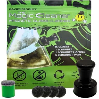 The Magic Cleaner Magnetic Glass Cleaner Kit |Mini, 12mm Size | For Water Pipes, Vases, Windows, Aquariums, Small, & all Shapes & Sizes | Cleans Hard to Reach Stains | Scrub via Magnet Glass Cleaner