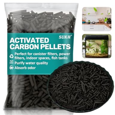 Sukh Activated Carbon Pellets - Activated Charcoal Bulk Carbon for Aquarium Charcoal Pellets for Waterbox Aquariums Pond Fish Tank (1.9, Pounds)