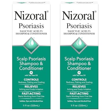 Nizoral Psoriasis Shampoo & Conditioner, 11 Oz, Gentle Scalp Treatment, Relieves Itching, Flaking, Redness, Scaling Effective Scalp Psoriasis Shampoo with Salicylic Acid and Tea Tree Oil (Pack of 2)