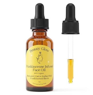 Frankincense Resin Infused Organic Black Seed, Castor & Jojoba Oils for Face Anti-Aging Miracle Facial Moisturizer Cold Pressed Serum Natural Skincare Hydrates Skin Moisturizing Beauty Glow 1 Fl Oz