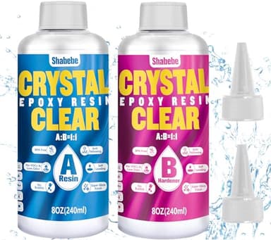 Shabebe Epoxy Resin 16OZ, Upgraded Crystal Clear Resin Epoxy Food Safe with Pump, Self Leveling & Bubble Free High-Glossy with Anti-Yellowing for Coating, Casting, Jewelry Making, DIY Craft