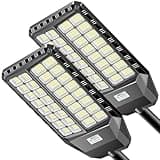 Adewalk 8000W Solar Street Light, Commercial Grade Solar Outdoor Light with Thickened Shell, Flood Lights Outdoor with Motion Sensor and Remote Control for Parking Lot, Countryside and Suburbs 2PACK