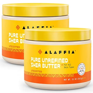 Alaffia EveryDay Shea Authentic Shea Butter, All Skin Types, Help Moisturize and Soften Skin with Shea Butter, Unscented, (2 Pack-11 Fl Oz Ea)