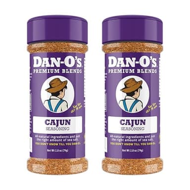 Dan-O's Cajun Seasoning, 2.8 oz Bottle, 2 Pack, Spicy Seasoning for Gumbo, Jambalaya, Shrimp, Chicken and More, Sugar Free, Zero Calorie, Use this Spice Blend to Craft a Marinade, Dry Rub or Sauce