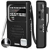 Pocket NOAA Weather Radio,Portable AM FM,Battery Operated Radio with 3W Speaker,Transistor Radio with Best Reception,Back Clip,Flashlight,Earphone Jack,Powered by 2 AA Battery for Emergency