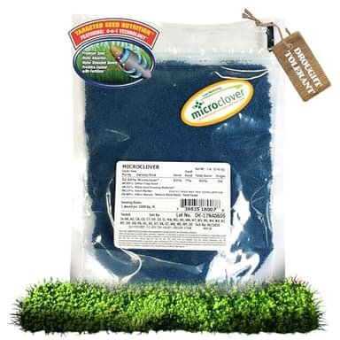 DLF Microclover Seed, Coated & Inoculated Mini Clover Mix, Shade Tolerant, No Mow, Low Grow Perennial Lawn Grass Alternative, Overseeding Resistant Drought-Tolerant - 1LB Bulk.
